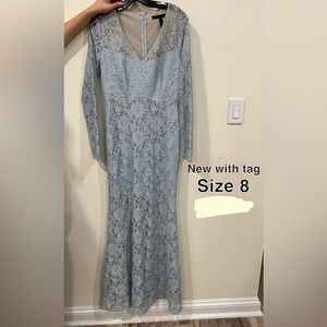 BCBG MAXAZRIA maxi long sleeve blue dress, Size 8